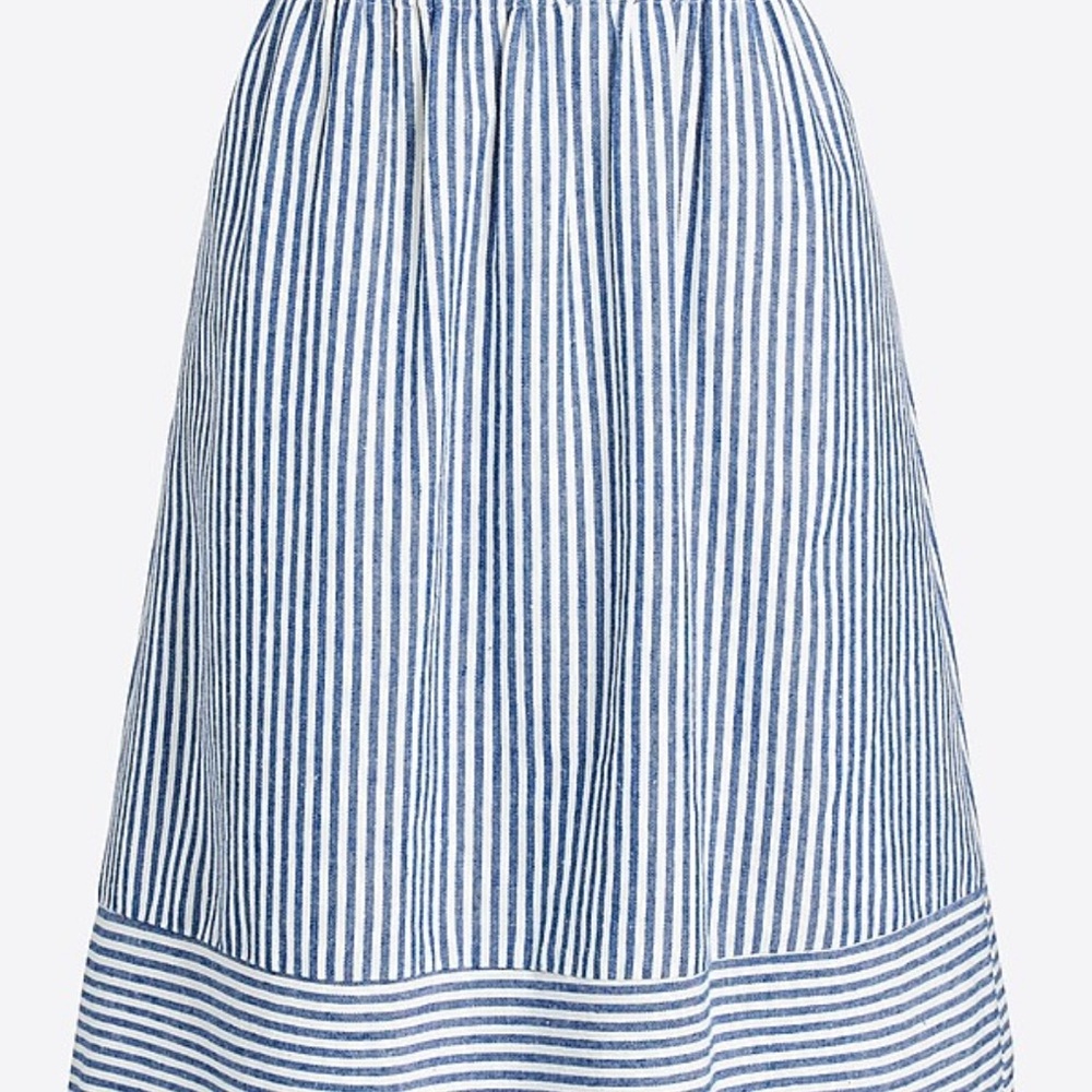Striped cotton-linen midi skirt